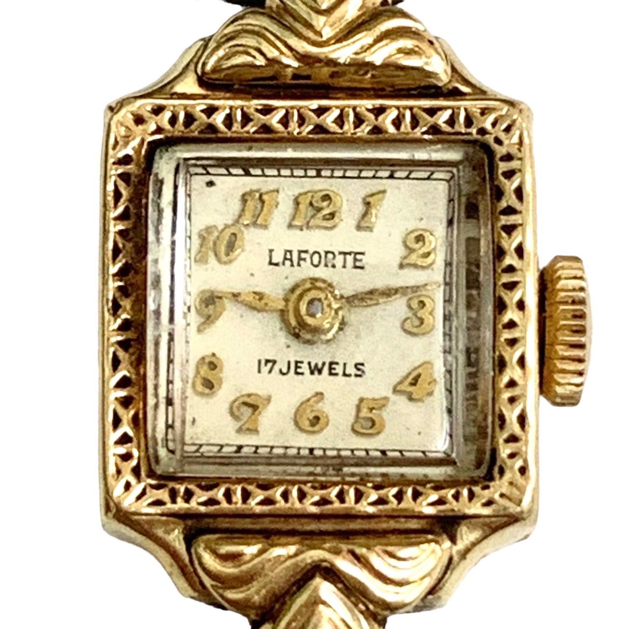 【超貴重品⭐️ TITUS LAFORTE】 アンティーク腕時計　 TITUS タイタス　 LAFORTE 14KT ALL GOLD 14金刻印　  17JEWELS 17石　 手巻き式　 幅約13mm レディース （AYA）