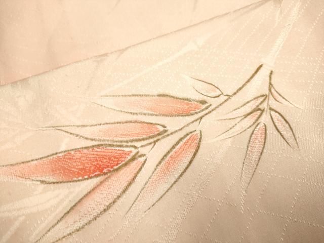 平和屋着物▽上質な小紋 単衣 地紋起こし 手描き 笹文 暈し染め 正絹