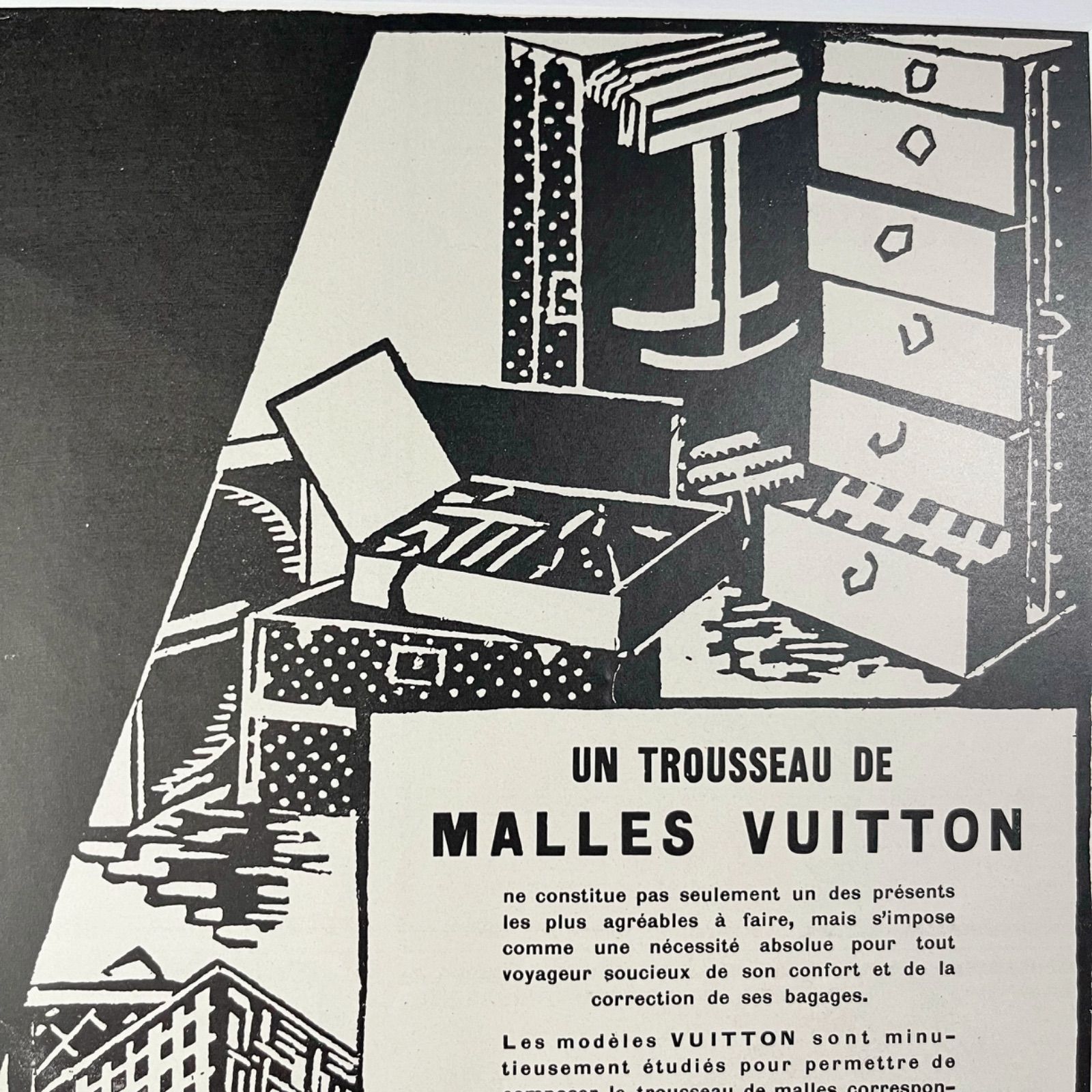 ＜1926  広告＞Louis Vuitton ルイヴィトン ポスター ヴィンテージ アートポスター フレーム付き 額縁 インテリア モダン おしゃれ かわいい 壁掛け ポップ レトロ モノトーン モノクロ