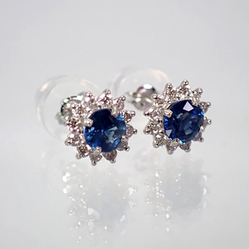 新品】PT900 サファイア ダイヤモンド ピアス［i5-7］ - JewelerCHIC