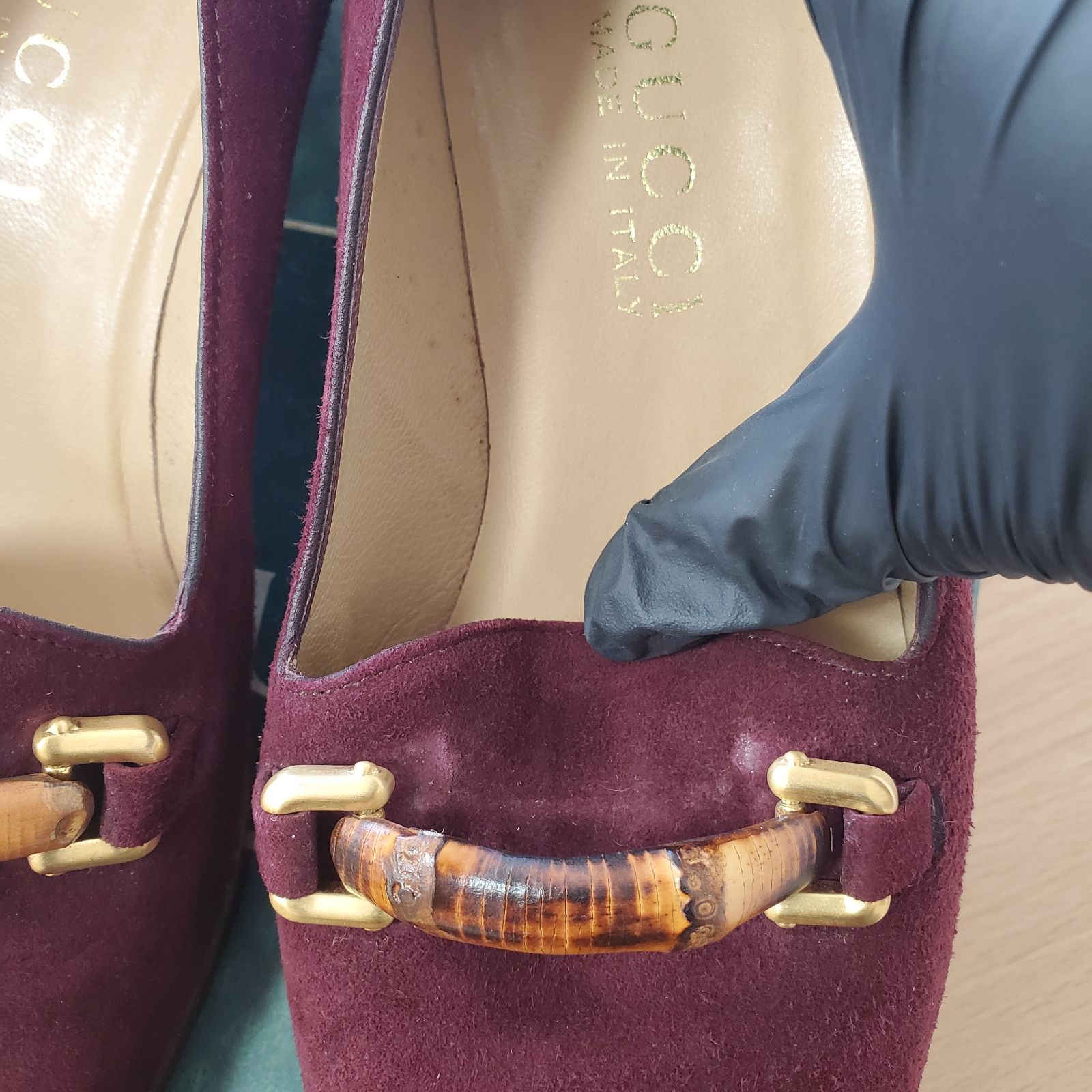 EL4】GUCCI グッチ バンブー ホースビット スエード レザー EL4】GUCCI グッチ バンブー ホースビット スエード レザー