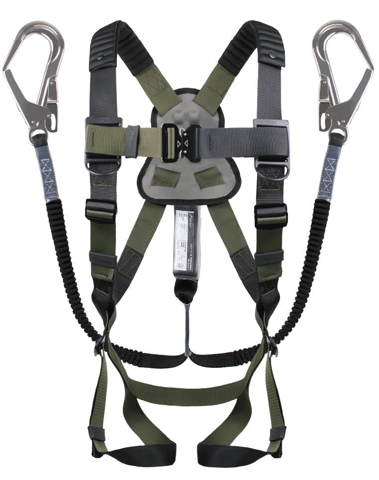 新品 [ハーピー] 【新規格適合】 軽量 アルミフック フルハーネス ダブルランヤード [2丁掛け] 胴ベルト/胴当てベルト フルセット フルハーネス型 安全帯 墜落制止用器具 フリーサイズ