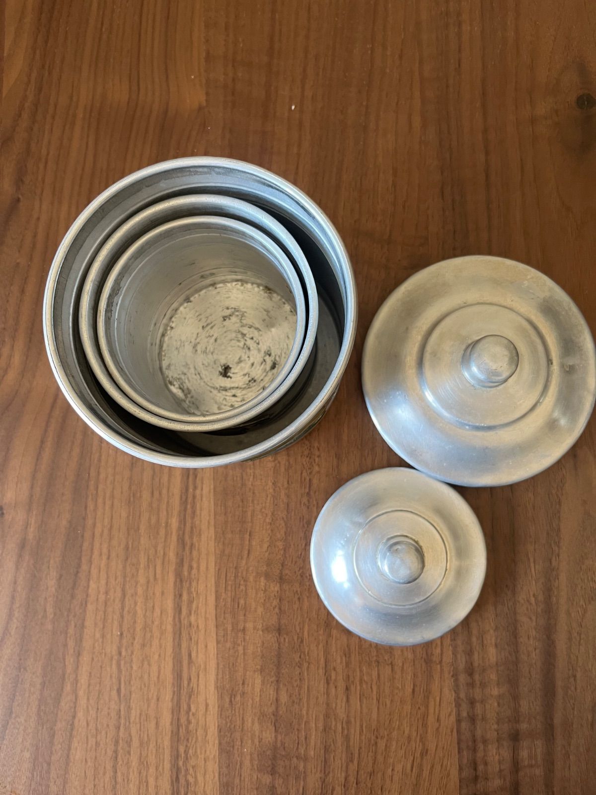 フランスアンティークアルミ製キャニスター セット