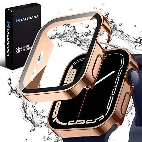 41mm_ローズゴールド TALENANA for Apple Watch防水ケース 45mm 44mm 41mm 40mmアップルウォッチ 用 保護ケース 強化ガラスフィルム Series 9876SE54 一体型 3D直角エッジ新デザイン メッキ加工 PC