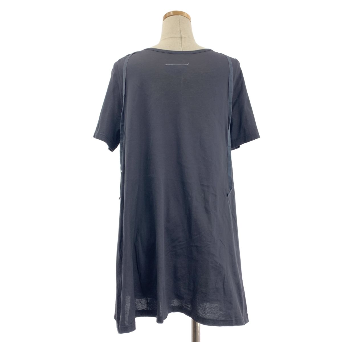  MM 6 Maison Martin Margiela エムエムシックスメゾンマルタンマルジェラ 2009 SS オーバーシルエット リボン スリーブ カットソー M チャコールブラック レディース 長袖 Tシャツ カットソー