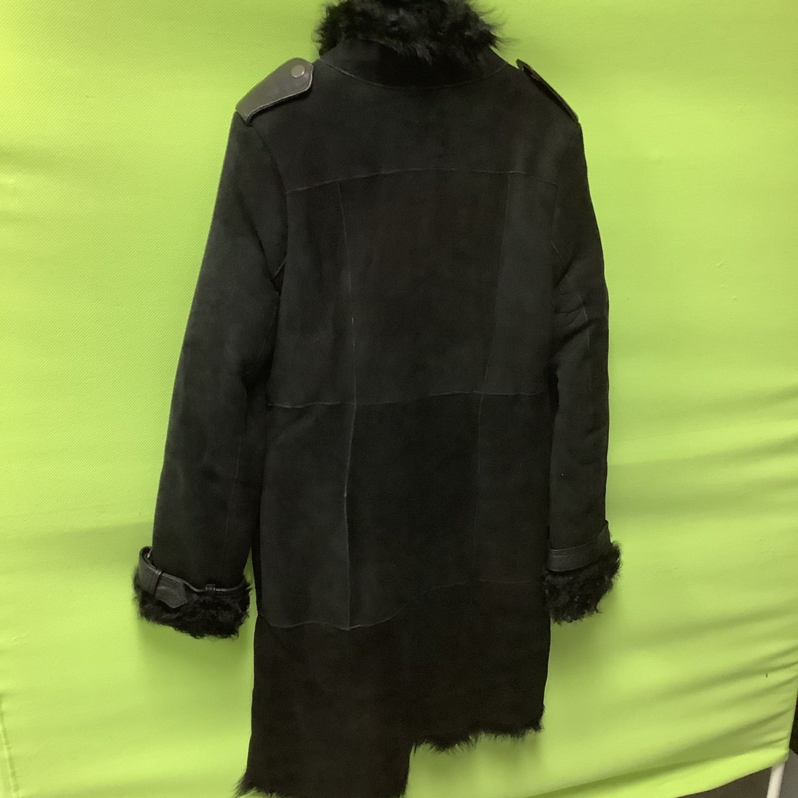 美品セオリーリアルムートンコートラムレザー羊革ボアMブラック