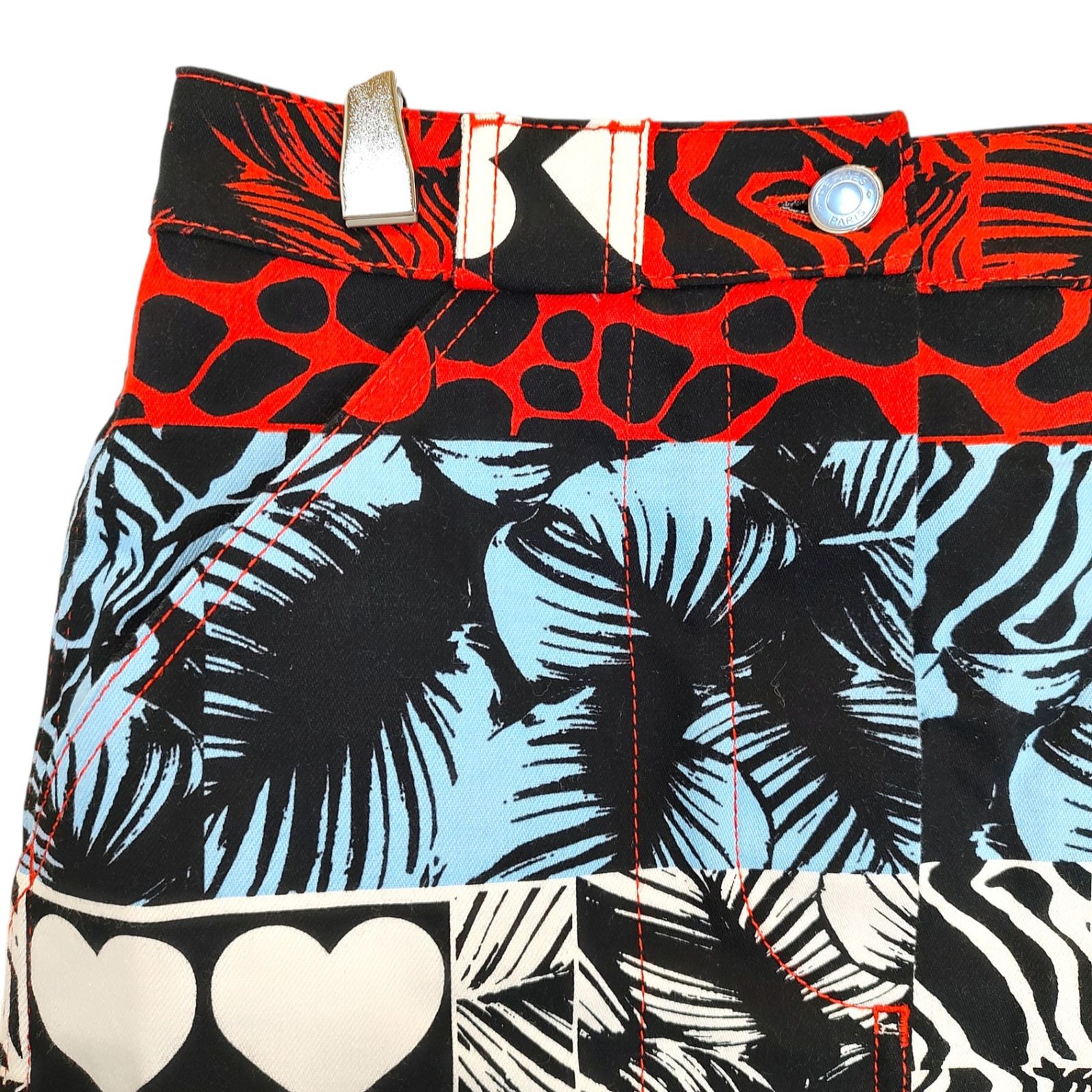 美品 19ss エルメス 馬のカモフラージュ 総柄 カーゴ スカート シルク