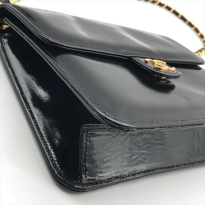 良品 CHANEL シャネル ココマーク パテント プッシュロック チェーン