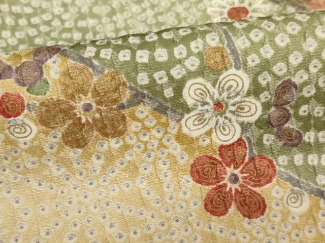 平和屋着物○上質な小紋 縞 草花文 正絹 逸品 未使用 AAAV9012np