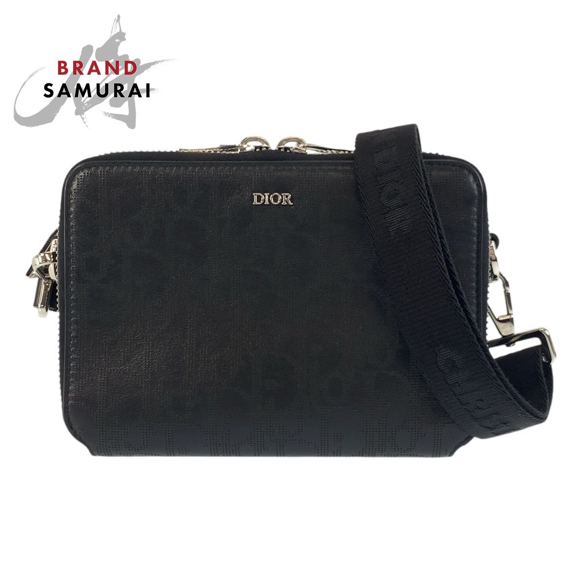 Dior ディオール オブリーク ブラック 黒 シルバー金具 レザー ショルダーバッグ ポシェット メンズ 502659