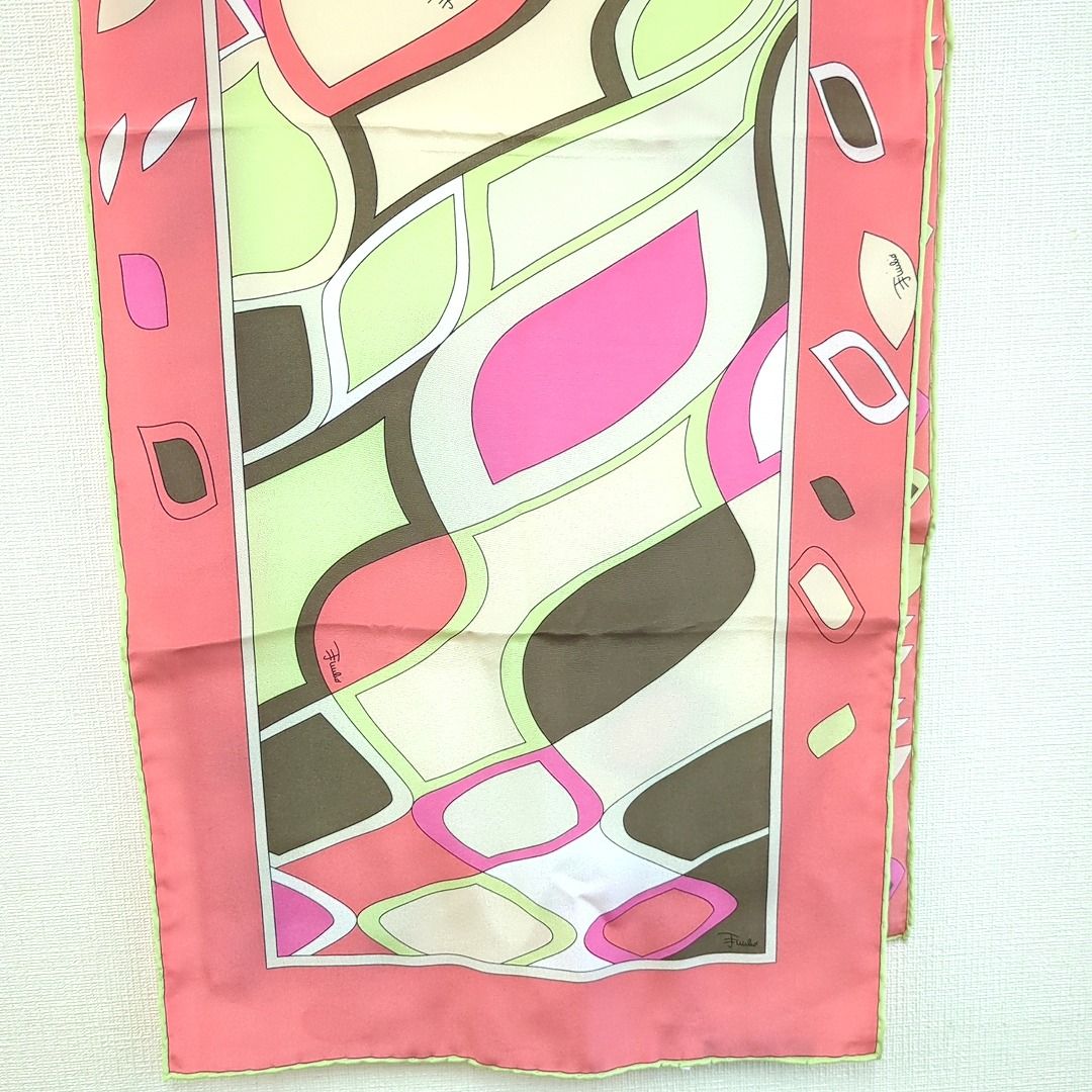 エミリオプッチ 100% スカーフ ピンク ブラウン ベジュー イタリア製 エミリオプッチ 100% スカーフ ピンク ブラウン ベジュー