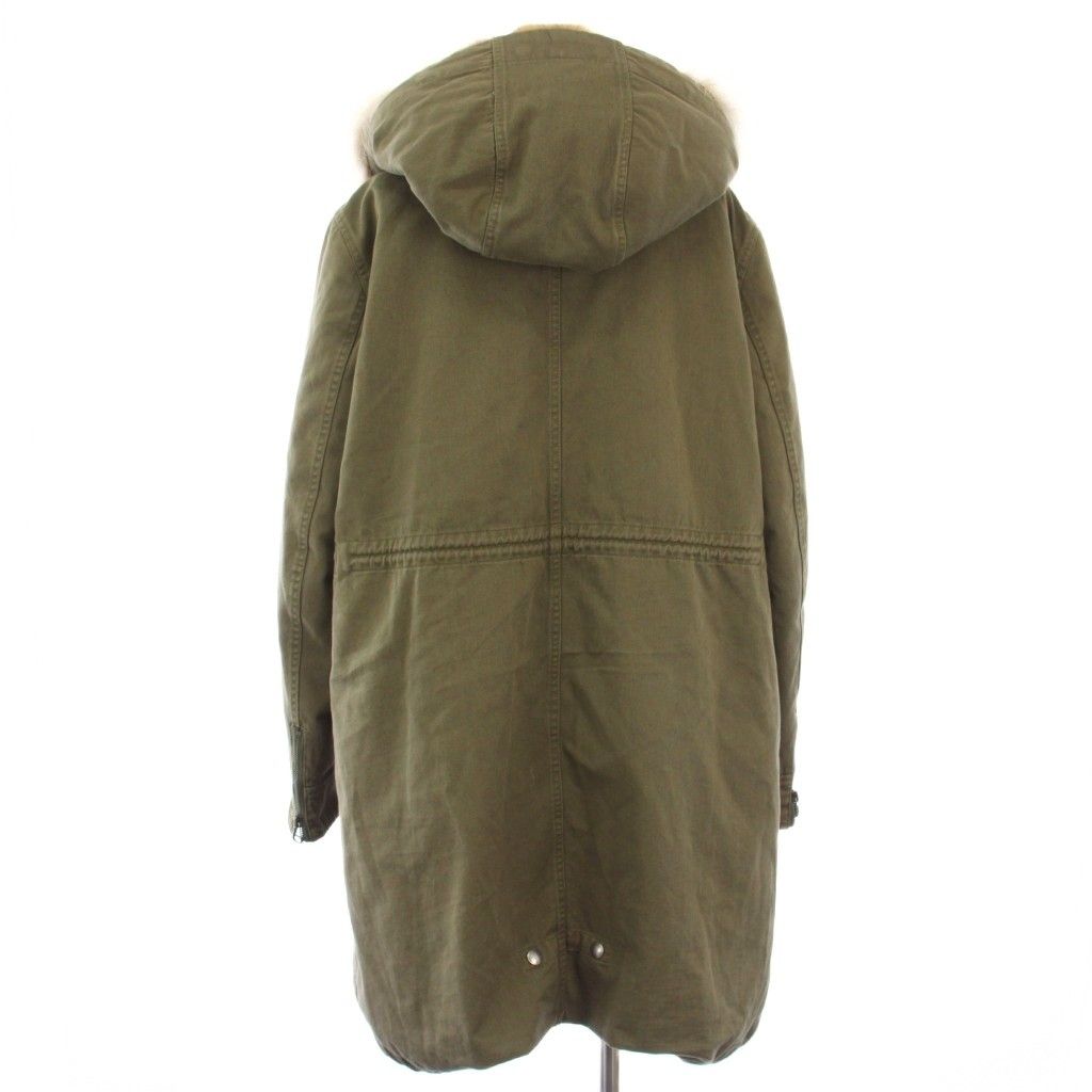 イヴサロモン YVES SALOMON モッズコート コヨーテファー ラビットファー アウター 36 カーキ 9EFM00290R75X |TK