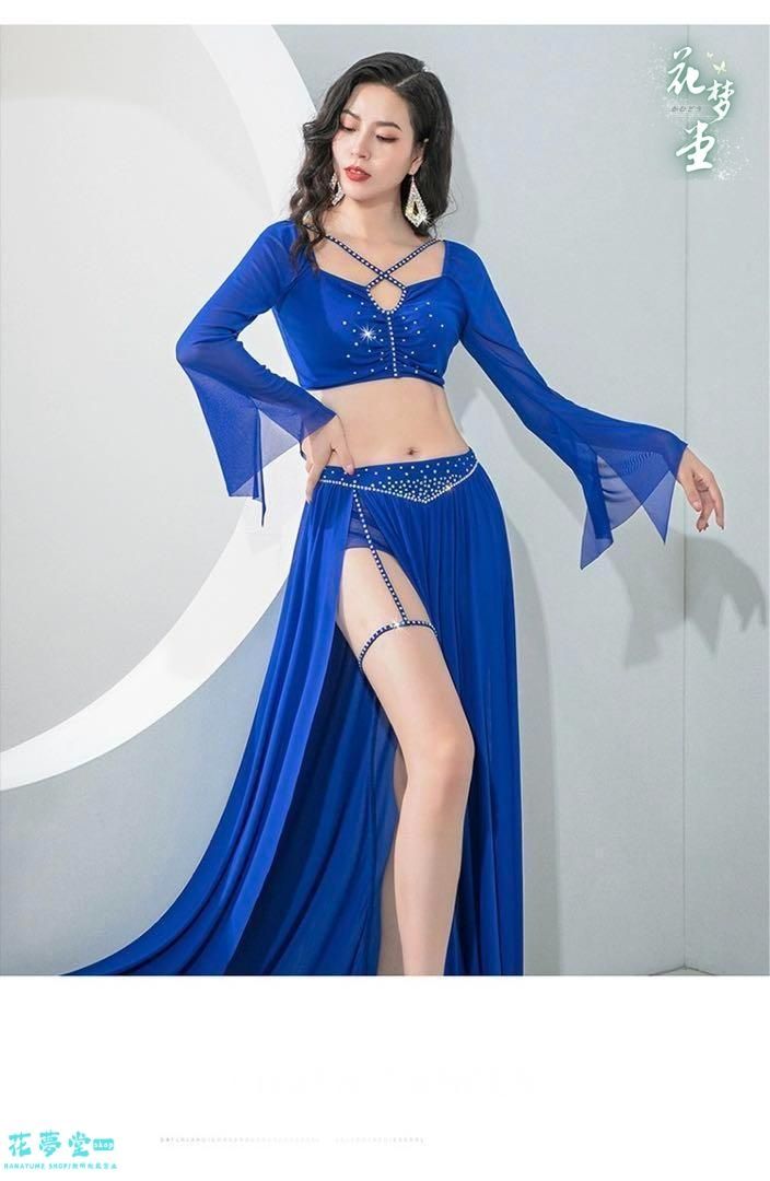 25年 ベリーダンス衣装 ベリーダンスウェア ダンスウェア 上下セット 撮影会 舞台 イベント 花夢堂-147
