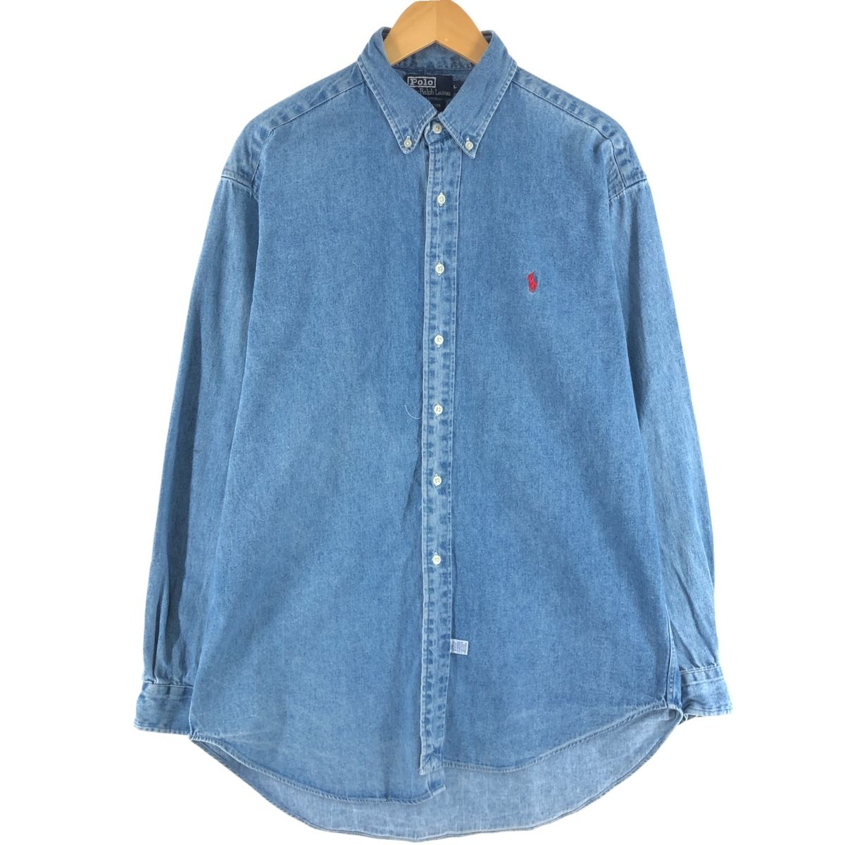 古着 90年代 ラルフローレン Ralph Lauren POLO by Ralph Lauren 長袖 ボタンダウンデニムシャツ メンズL相当 ヴィンテージ|eaa536515