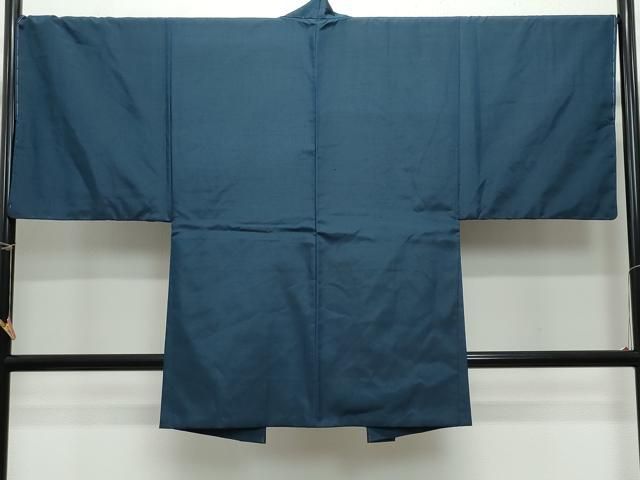 平和屋着物○男性 紬 アンサンブル 藍鉄色 羽裏：七福神 正絹 逸品