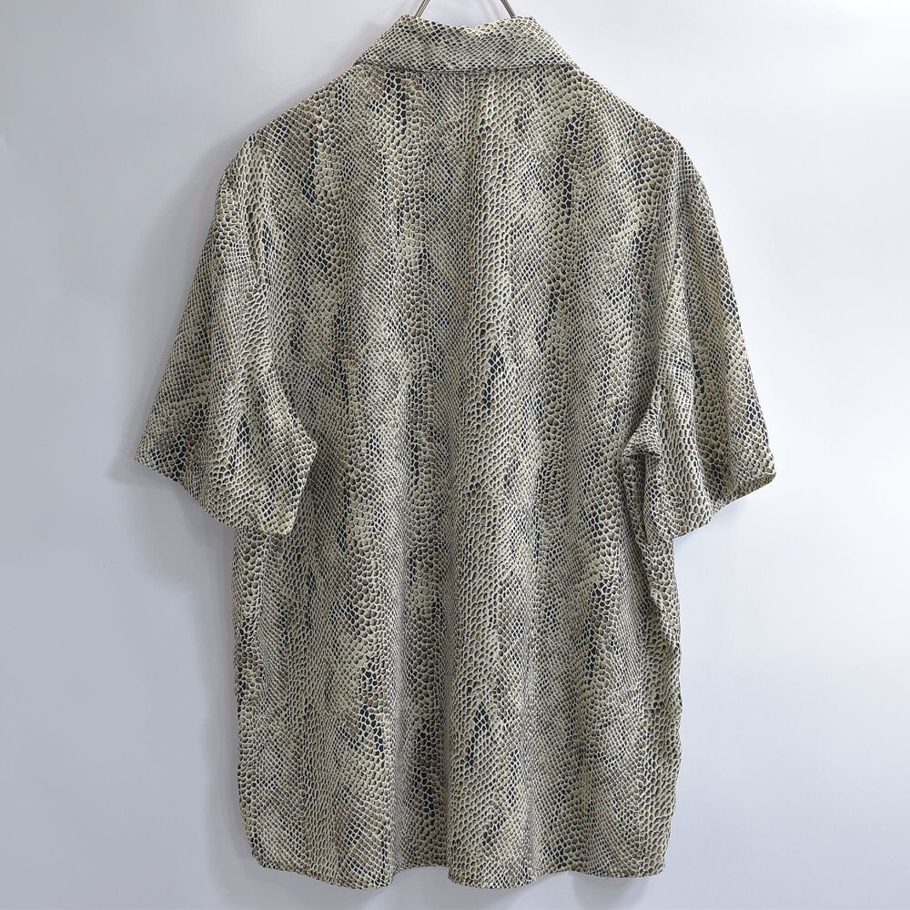 80〜90s KathyCheパイソン柄スネークスキン 総柄 ポリエステルシャツ 80～90s Kathy Che パイソン柄 スネークスキン 総柄
