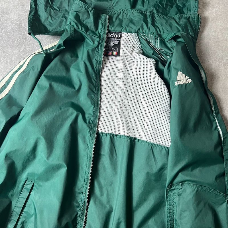 90s 90s adidas 収納 フード付き フルジップ ナイロン ジャケット XL 