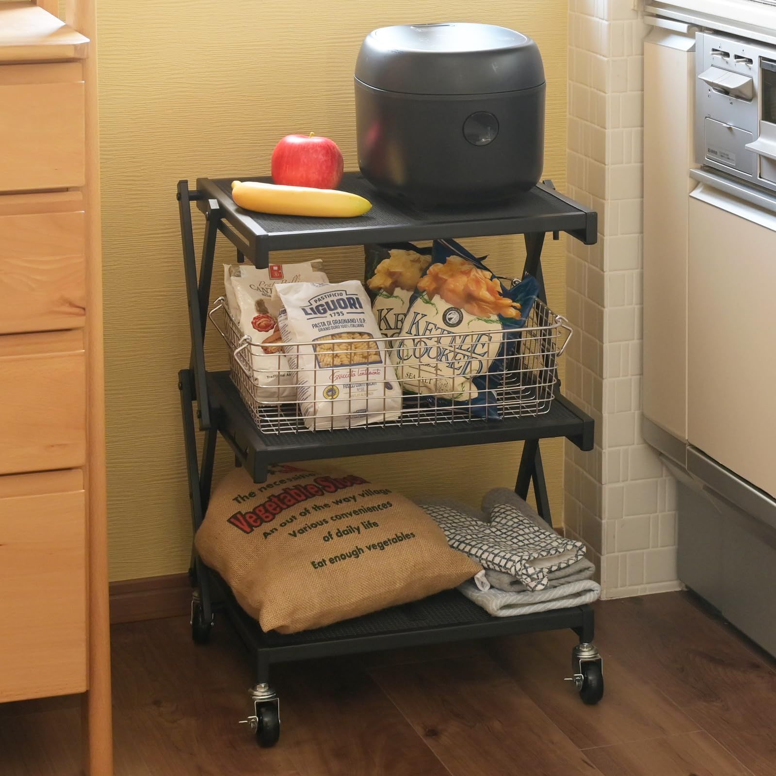 山善] ワゴン (折りたたみ) すぐに使える (本体完成品/キャスターを