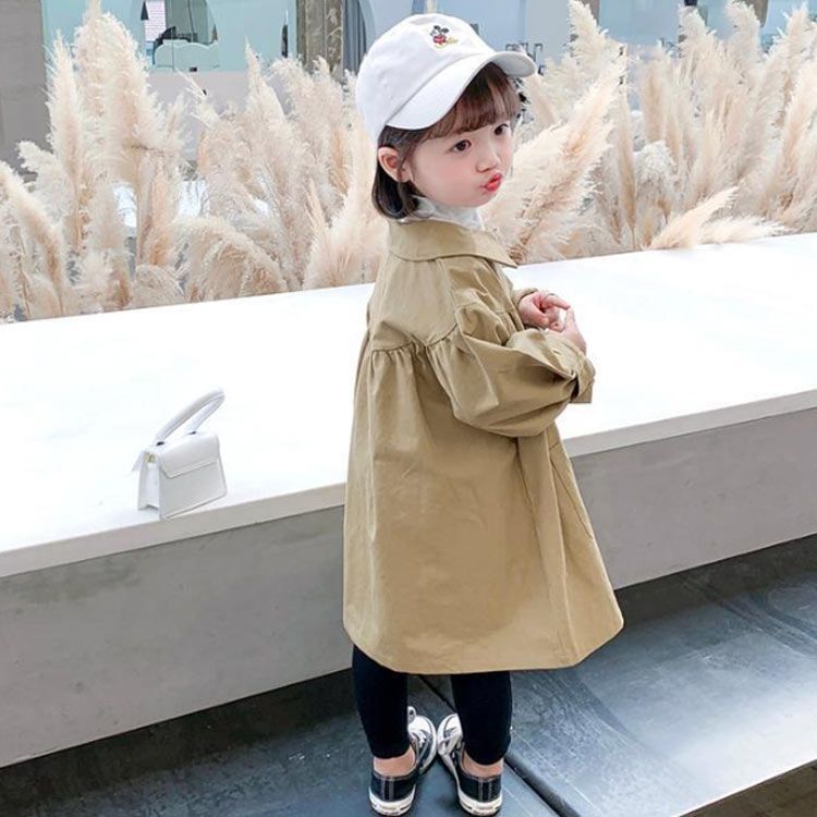 子供服 子供コート 女の子 スプリングコート キッズコート 秋冬トレンチコート 子供服　韓国　チェック柄裏地　子供コート キッズ服 女の子服 子供コート ノーカラーコート アウター 「110-140cm」ナチュラル スプリングコート キッズ 子供服 女の子