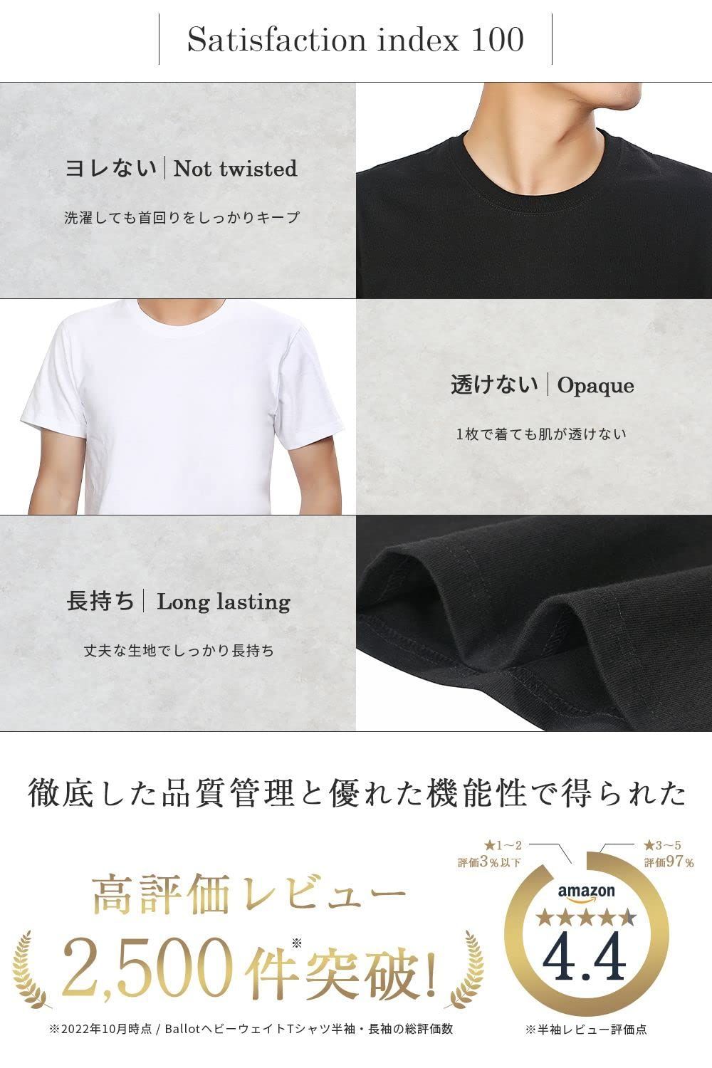 Tシャツ メンズ 無地 肉厚生地 綿100％ 半袖 - 下着・アンダーウェア