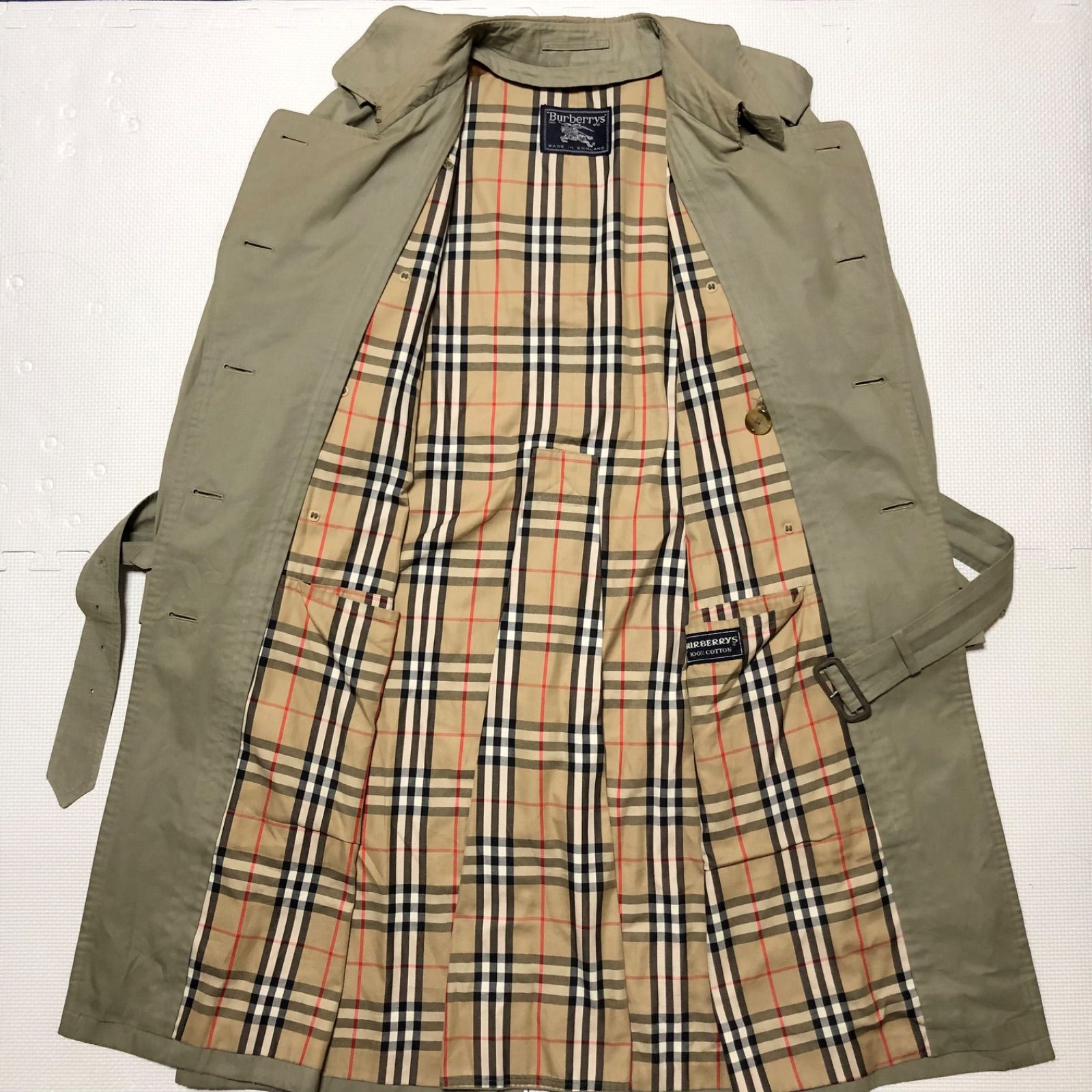 BURBERRY ノバチェックトレンチコート ダブル ベージュ L相当　ベルト付 BURBERRY ノバチェックトレンチコート ダブル ベージュ L相当