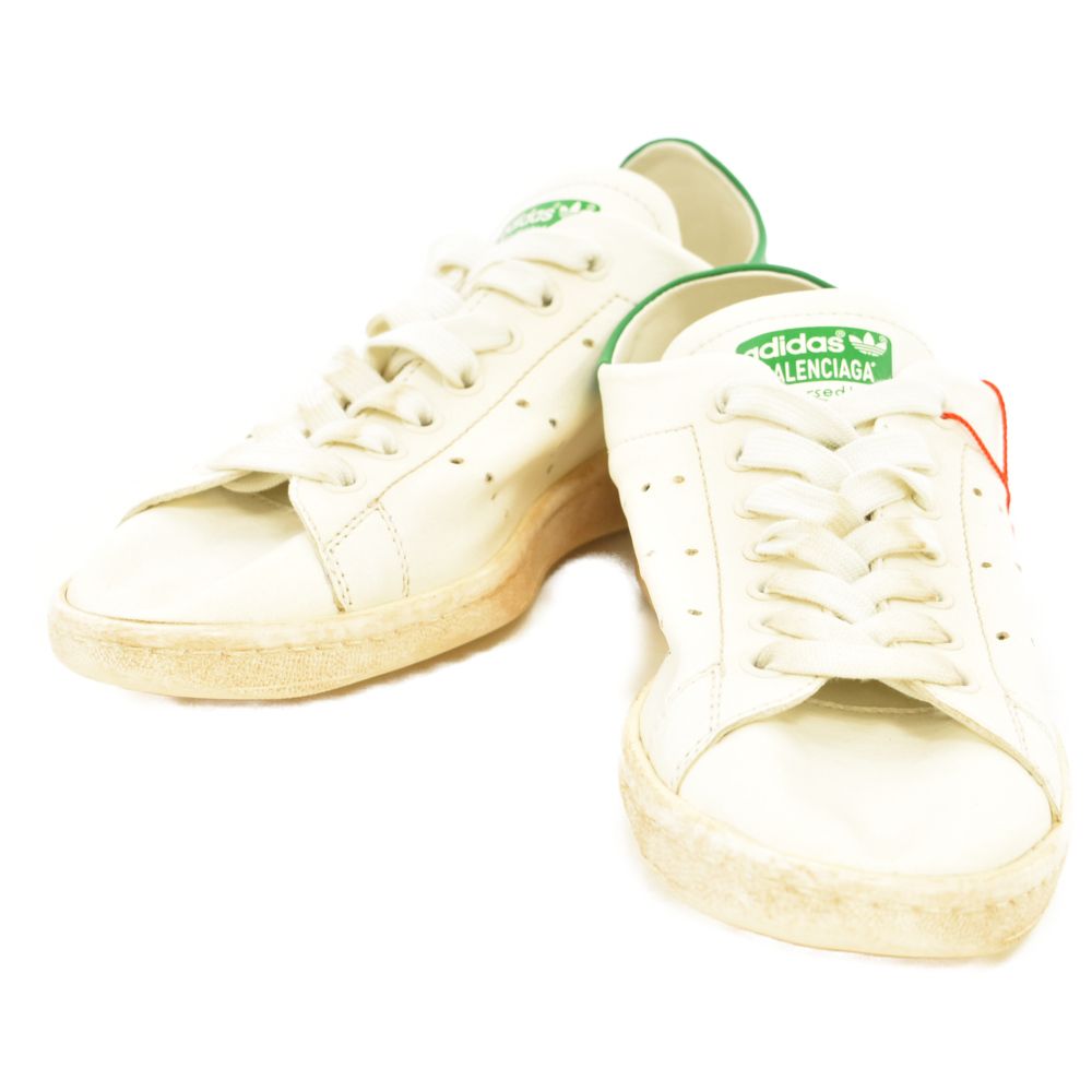 BALENCIAGA バレンシアガ 22AW×adidas 721836 STAN SMITH アディダス スタンスミス ヴィンテージ ダメージ加工 ローカットスニーカー US7/23.0cm ホワイト/グリーン