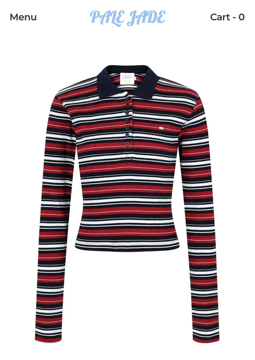 PALE JADE ペイルジェイド PK Stripe Collar T バーガンディー s