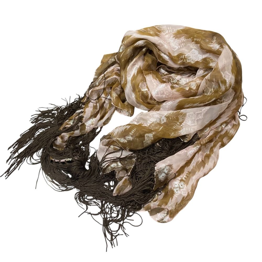 美品 GIANFRANCO FERRE ジャンフランコフェレ シルク フリンジ シアー