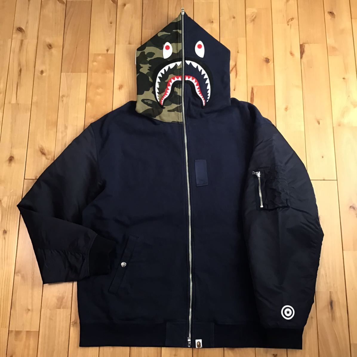 ☆3XL☆ シャーク パーカー ジャケット NAVY shark full zip hoodie jacket a bathing ape BAPE  エイプ ベイプ アベイシングエイプ 迷彩 - メルカリ