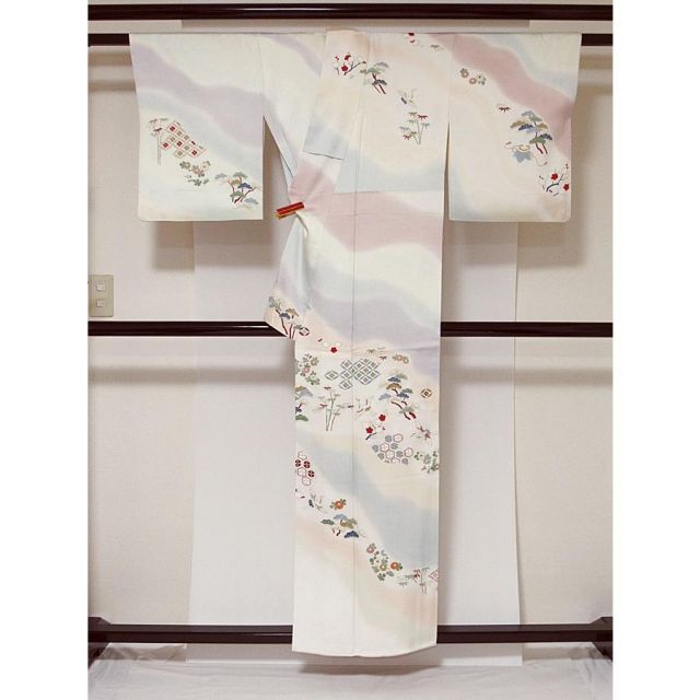 訪問着 袷 加賀紋 吉祥 松竹梅に鶴 154cm前後ベスト【優品】 - メルカリ