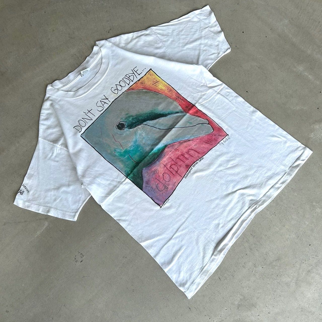 90s FABRIC ART B.MICHILE イルカ アートTシャツ アニマル