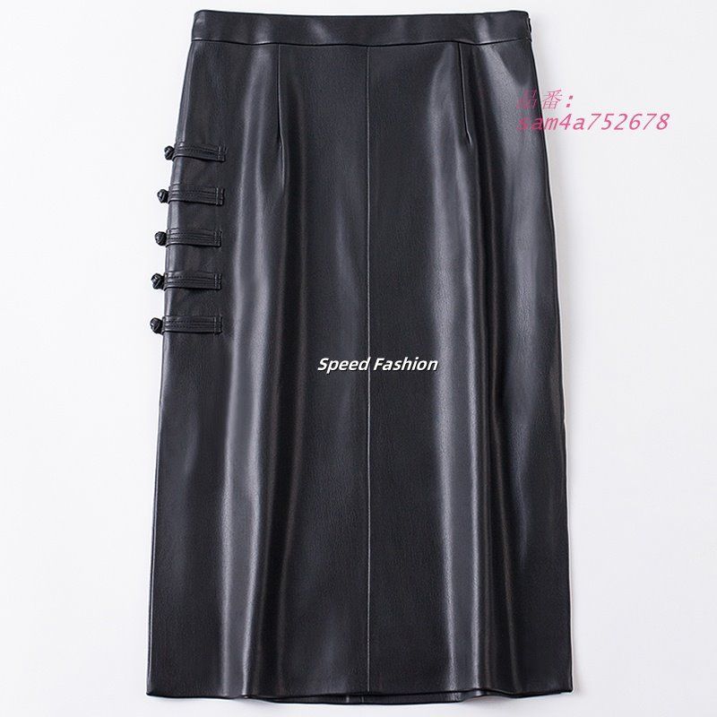 ハイウエスト スリム レザースカート レディース フェイクレザースカート シンプル am4a752678