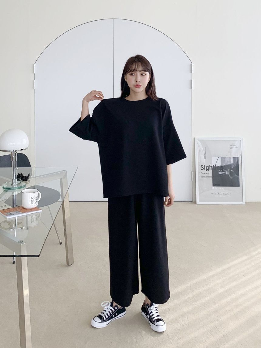 上下セット レディース セットアップ トップス 七分袖 Tシャツ