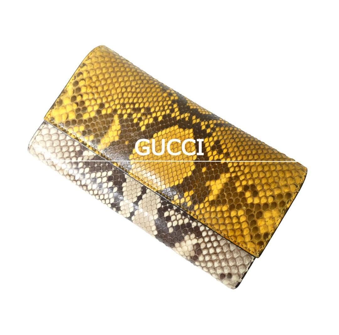 美品 GUCCI パイソン レザー 二つ折り コンチネンタルウォレット 長財布 - メルカリ