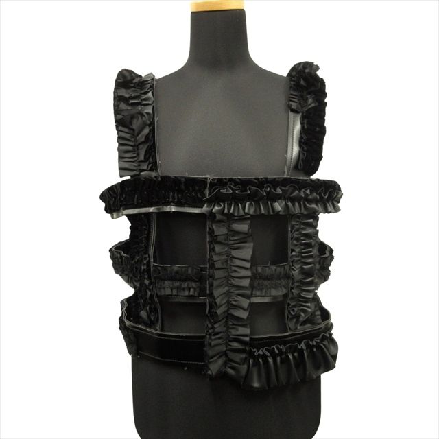 美品 コムデギャルソン COMME des GARCONS フェイクレザー フリル