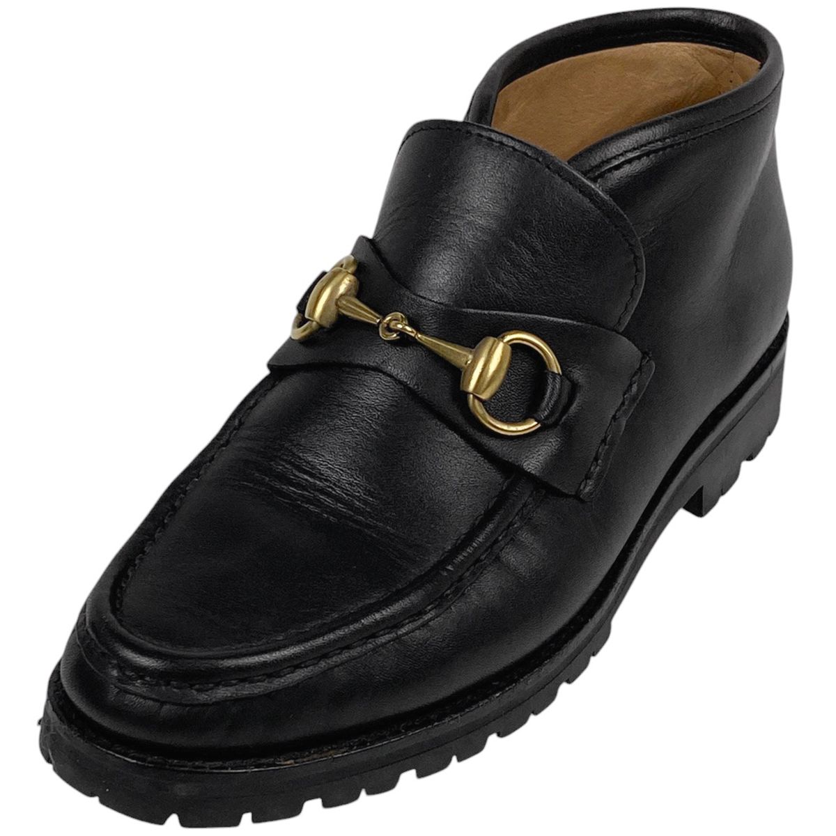 グッチ GUCCI ホースビット ショートブーツ チャッカブーツ モカシン 靴 ショートブーツ レザー ブラック レディース