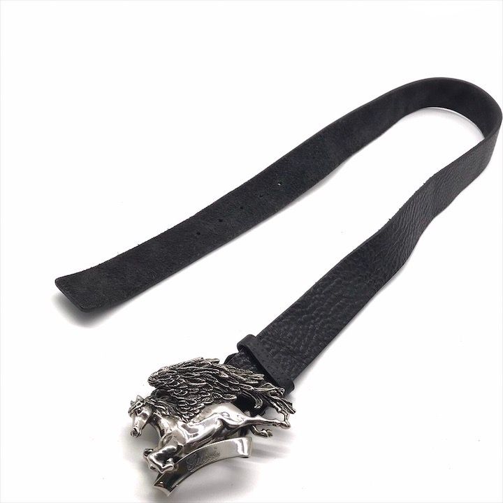 GUCCI グッチ ベルト ペガサス バックル 90-36 ブラック レザー ロゴ シルバー金具 メンズ 服飾小物 ファッション r104