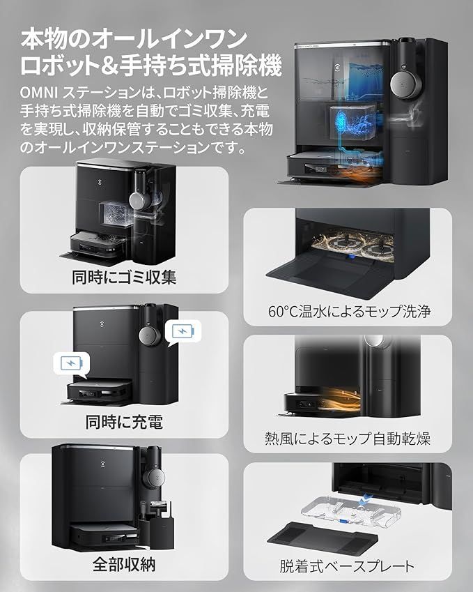 保証品 ECOVACS エコバックス DEEBOT X2 COMBO ロボット掃除機 お掃除ロボット コードレス 掃除機 水拭き 両用 静音 自動ゴミ収集 モップ自動洗浄 自動温風乾燥 8700Pa強力吸引 WWW_KANDAIZUMI_COM