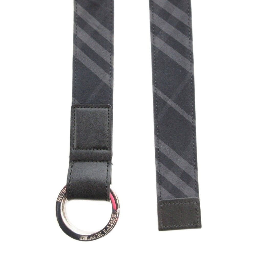 バーバリーブラックレーベル BURBERRY BLACK LABEL ダブルリング ベルト チェック ブラック グレー UO