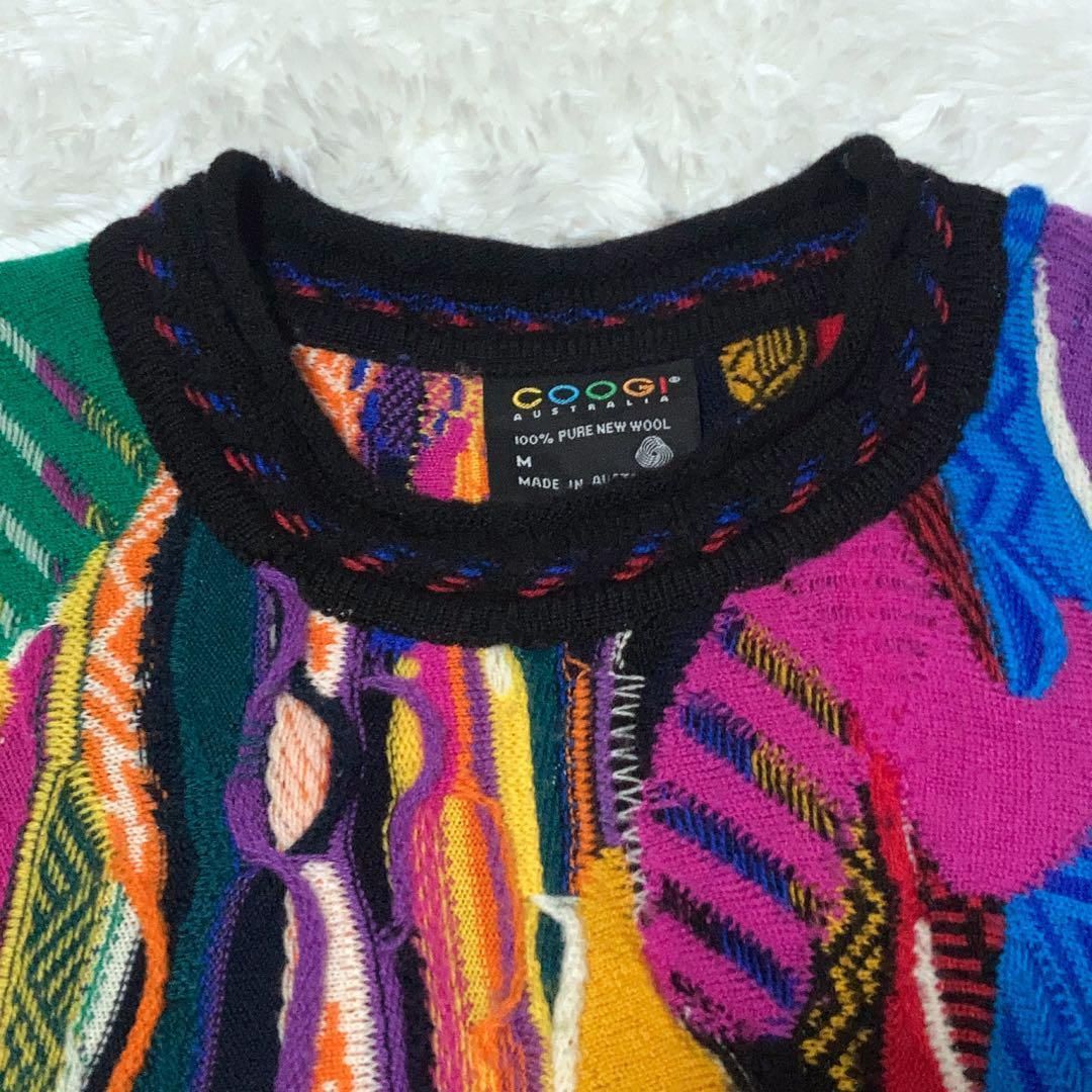 COOGIクージー 　編み込みセーター ヴィンテージ】90s COOGI(クージー) 編み込み 3Dカラーネック
