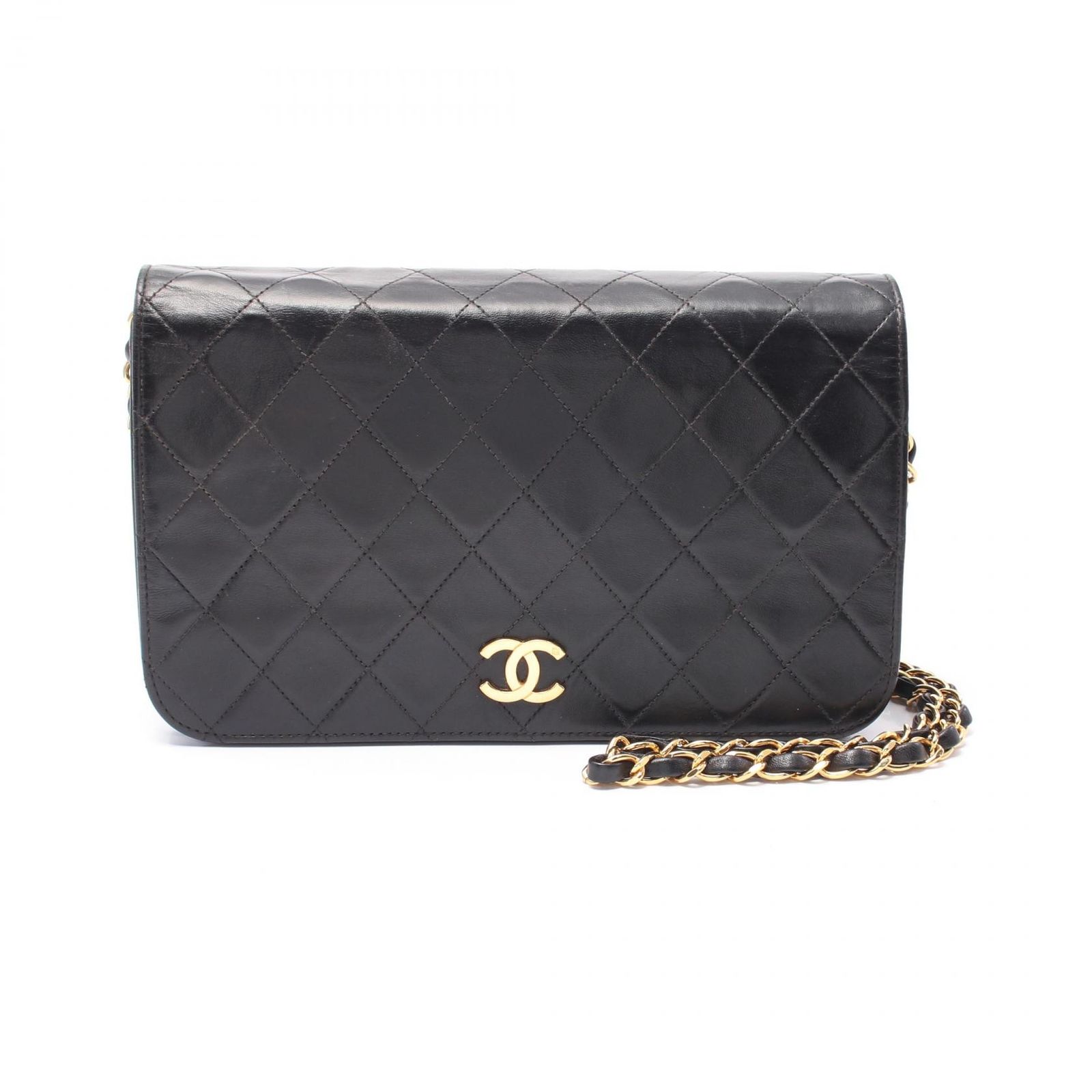 シャネル CHANEL ショルダーバッグ マトラッセ フルフラップ A03568 ブラック ラムスキン 羊革 マトラッセ チェーンショルダー レディース Used B