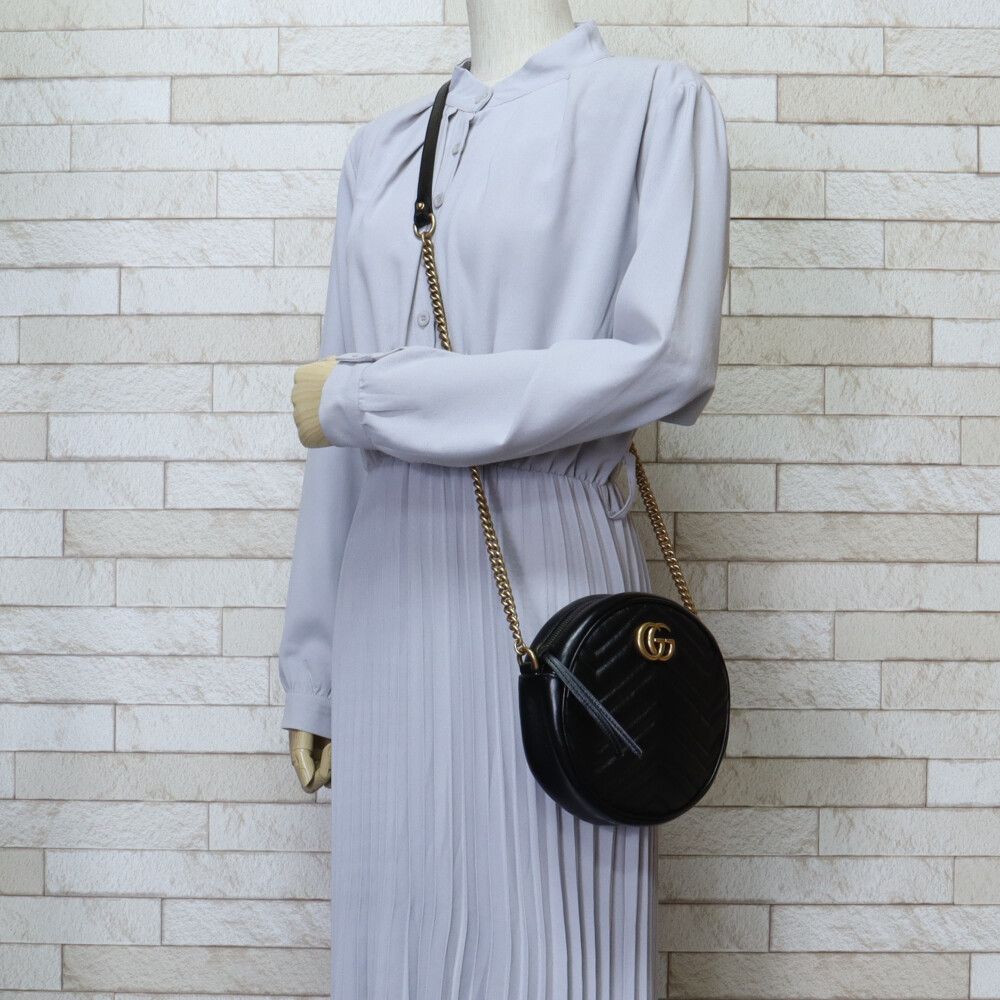 グッチ ラウンドチェーンショルダーバッグ GGマーモント ショルダー