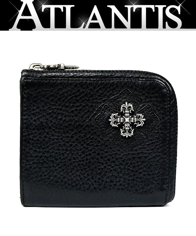 CHROME HEARTS 銀座店 クロムハーツ フィリグリープラス ハーフジップ ウォレット 財布 メンズ レザー シルバー SV925 黒 98338