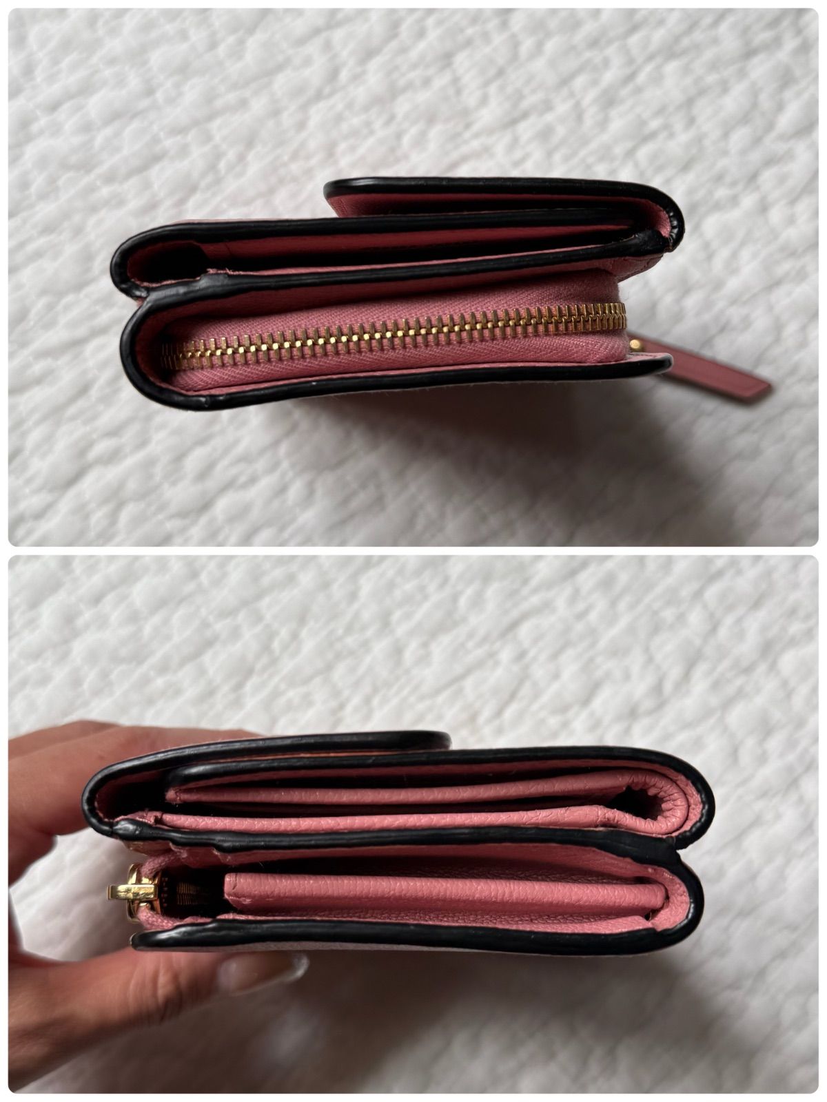 美品 MIU MIU ミュウミュウ 三つ折り財布 マドラスレザー L字