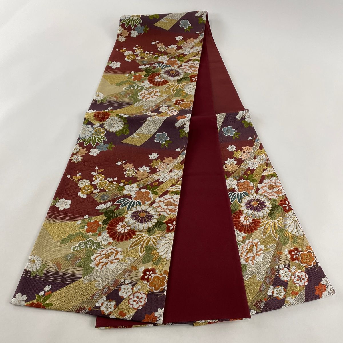 【新品未使用】 名古屋帯　吉祥文様　金糸 平和屋着物○九寸名古屋帯 跳び兎 吉祥花丸文 黒地 金糸 正絹