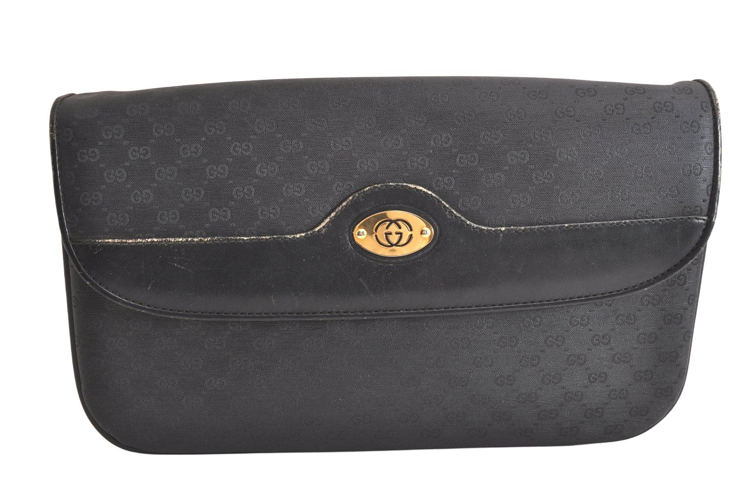 GUCCI グッチ マイクロGG ピーブイシー レザー 2Way ショルダークラッチバッグ ブラック ジャンク 3067N