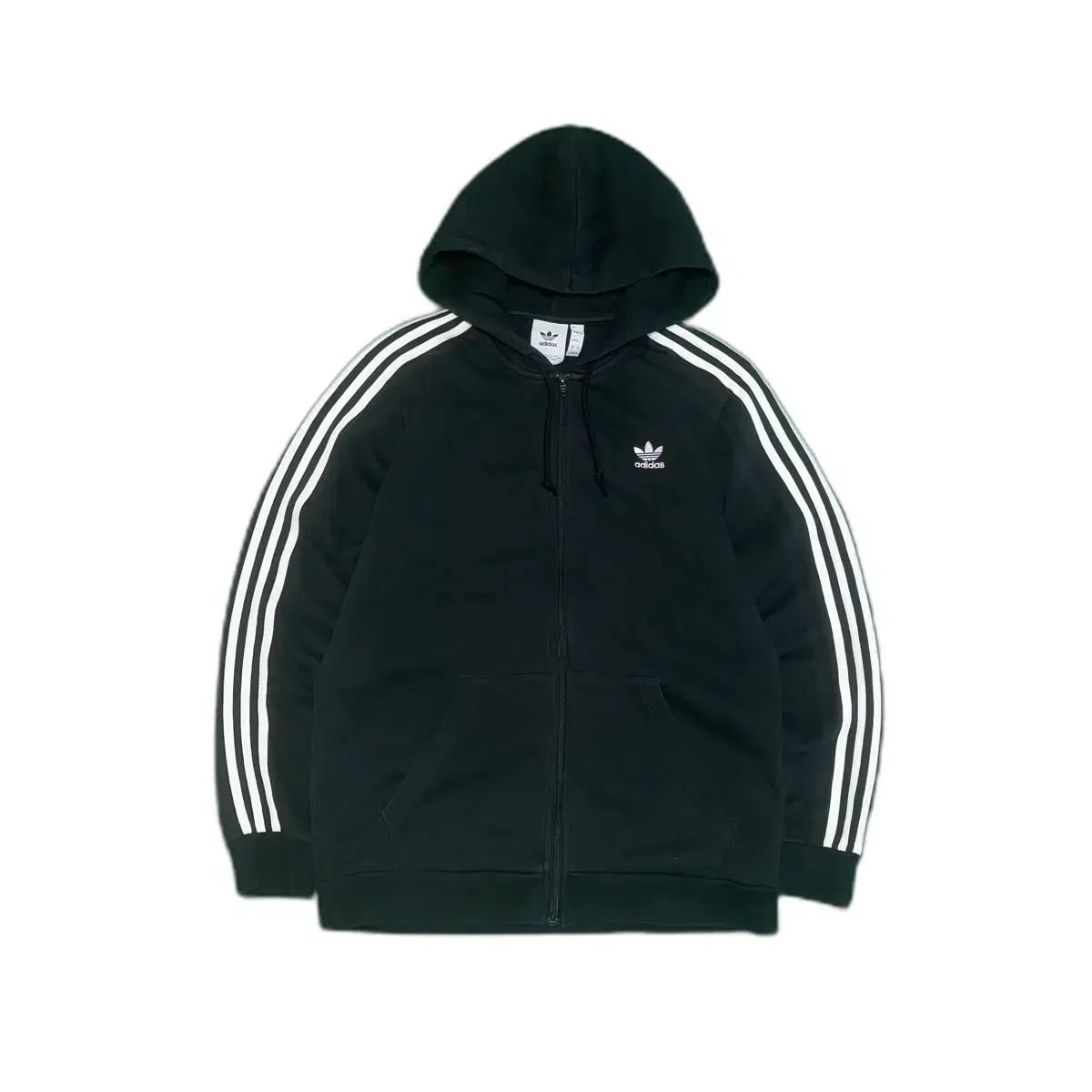 【雷市場（ポンジャン）商品韓国直送】 adidas(アディダス) ファイヤーバード 黒 フード付き ジップアップパーカー 白×黒 ジャケット