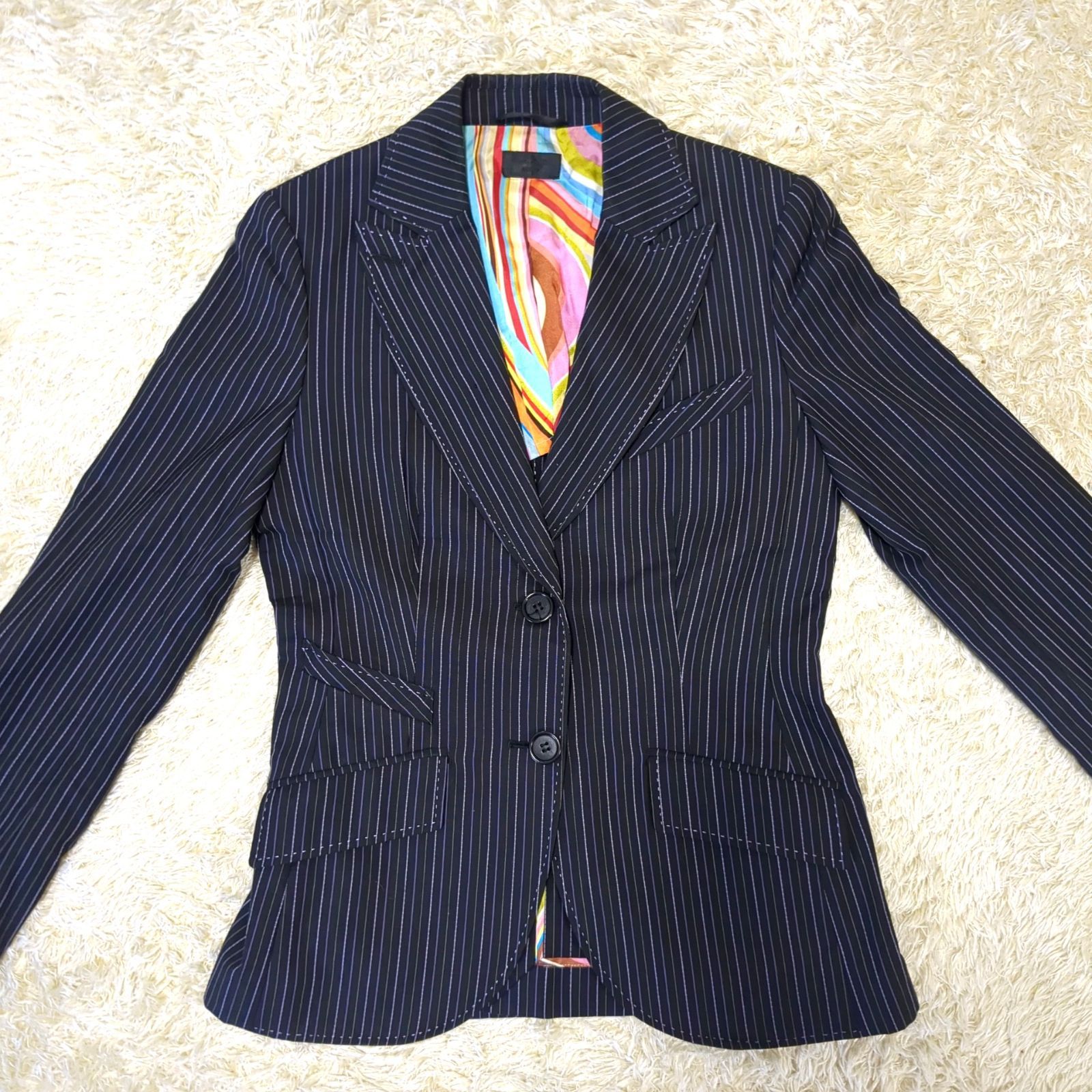 【外観美品】Paul Smith　総柄裏地　パンツスーツ　ストライプ　38／M 外観美品】Paul Smith総柄裏地パンツスーツストライプ38／M