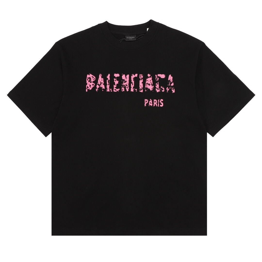 新品 BALENCIAGA バレンシアガ ぼかしプリント 半袖Tシャツ ブラック