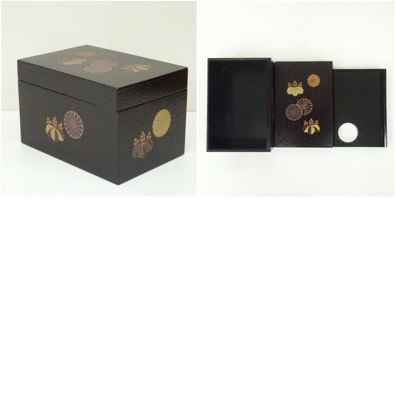 茶道具 尚漆斎造 黒塗 高台寺蒔絵 中次 共箱 V 4936